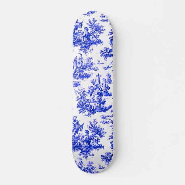 NOMADESAUSTRALIENS  blue toile de Jouy Skateboard (Front)