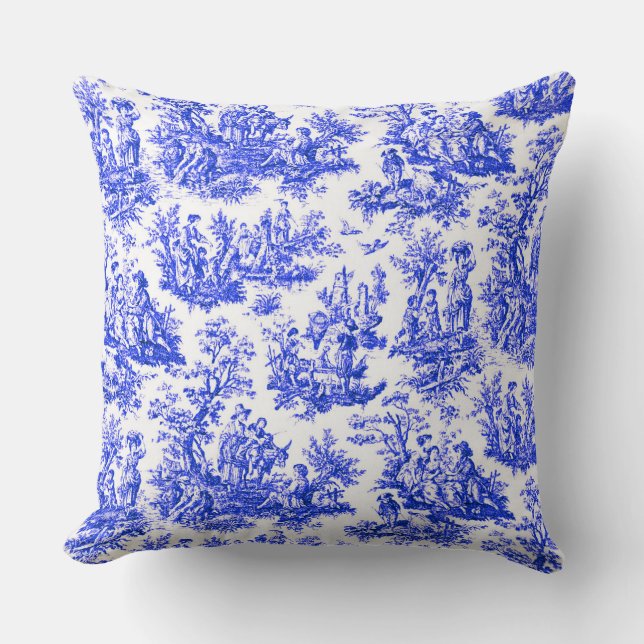 NOMADESAUSTRALIENS French Royal blue Jouy design Cushion (Front)