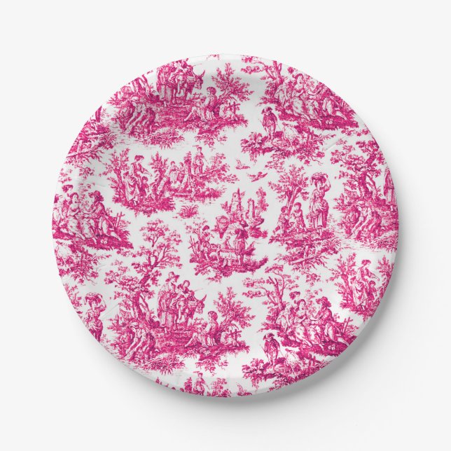 NOMADESAUSTRALIENS  Red toile de Jouy Paper Plate (Front)