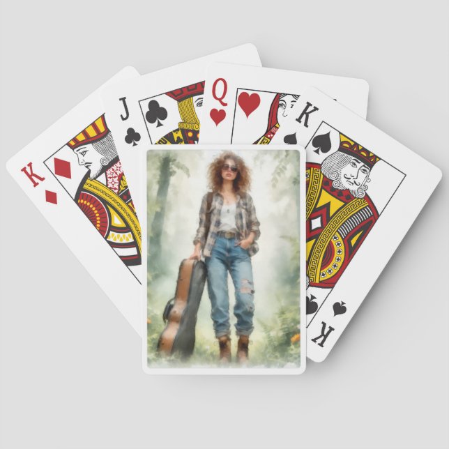 Nomadic Musician in the Enchanted Forest Playing Cards (Back)