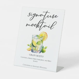 Non-Alcoholic Mojito Wedding Signature Mocktail Pedestal Sign