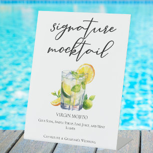 Non-Alcoholic Mojito Wedding Signature Mocktail Pedestal Sign