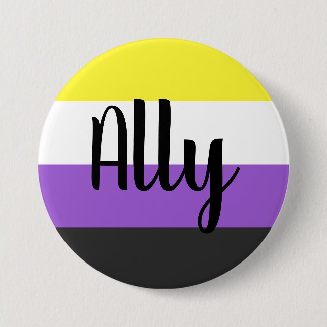 Non-binary Ally flag 7.5 Cm Round Badge (Front)