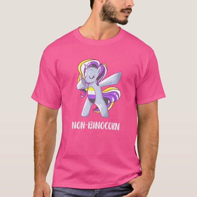 Non Binary Dabbing Unicorn LGBT Nonbinary Pride No T-Shirt (Front)