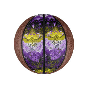 Non-Binary Dragon Damask - NonBinary Pride Flag Mini Basketball