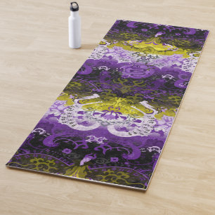 Non-Binary Dragon Damask - NonBinary Pride Flag Yoga Mat