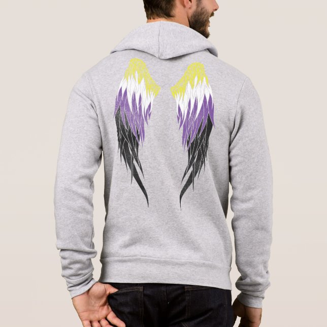 Non-binary Flag - Angel Wings  Hoodie (Back)