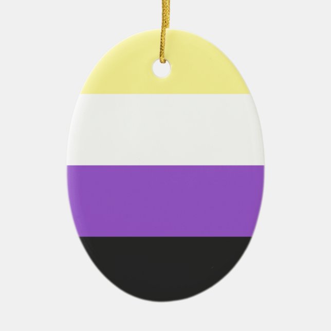 Non-Binary Flag Ceramic Tree Decoration (Front)
