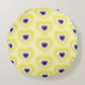 Non binary flag colours on a blurred heart round cushion