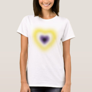 Non binary flag colours on a blurred heart T-Shirt