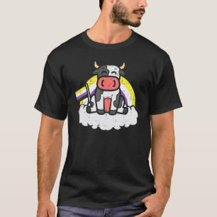 Non Binary Flag Cow Lgbt Pride Month Nb Ally Farme T-Shirt