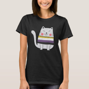 Non Binary Flag LGBTQ Cats Pride Cat T-Shirt