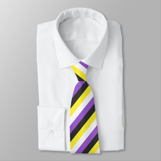 Non-Binary Flag Neck Tie (Tied)