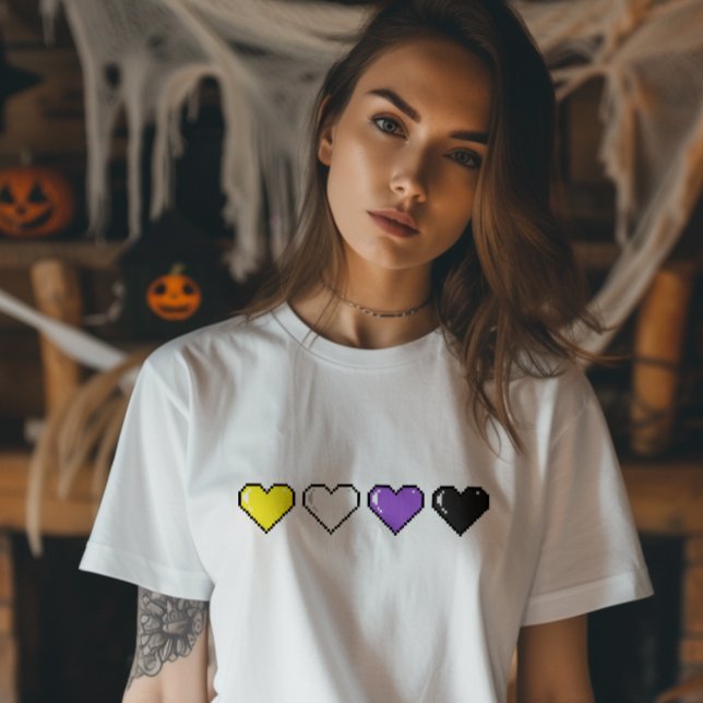Non-binary Flag Pixel Heart T-Shirt (Creator Uploaded)