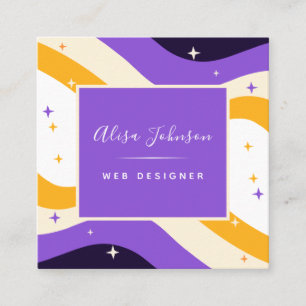 Non - Binary Flag Pride LGBTQ Sparkle Web Designer Square Business Card