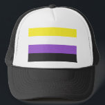 Non-Binary Flag Trucker Hat<br><div class="desc">Non-Binary Flag, non-Binary, non binary, enby, nonbinary, pride, flag, agender, genderless, gender, pangender, bigender</div>