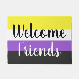Non-binary flag Welcome Friends Doormat