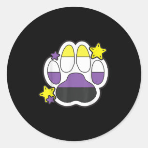 Non Binary Furry Paw Lgbtq Month Gay Rights Pride  Classic Round Sticker