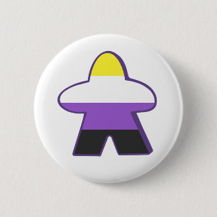 Non-binary Gamer Meeple 6 Cm Round Badge
