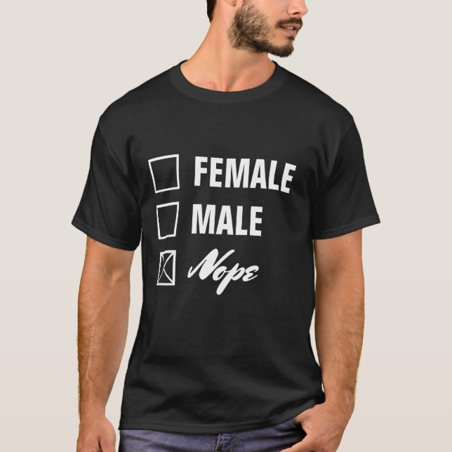 Non-Binary Gender Checklist White Text T-Shirt (Front)