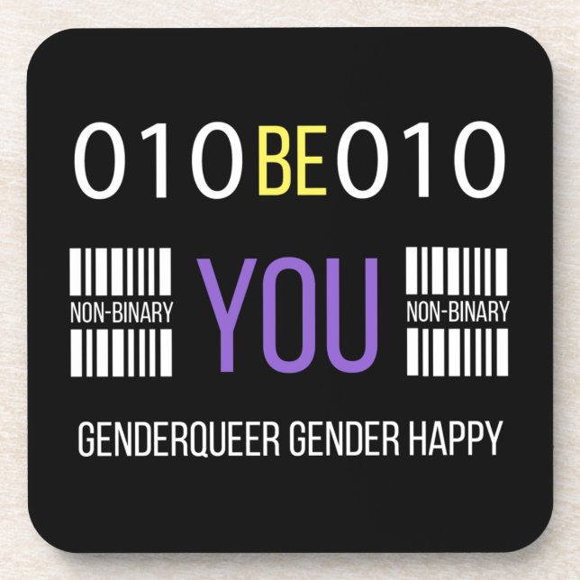 Non Binary Genderqueer Happy  Coaster (Front)