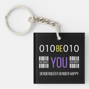 Non Binary Genderqueer Happy Key Ring