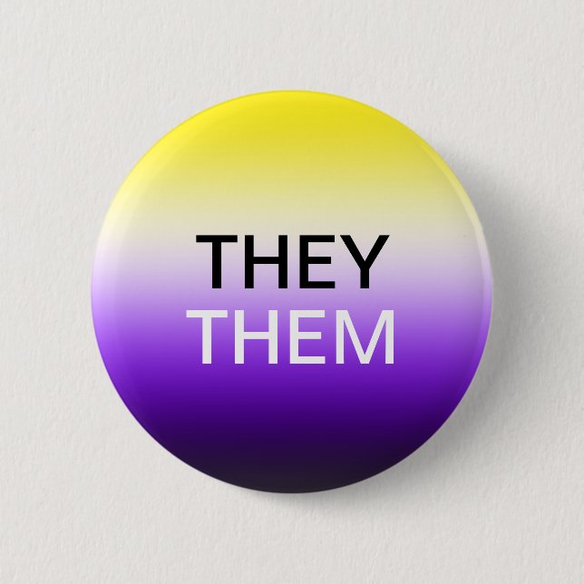 Non-binary gradient they/them pronouns button (Front)
