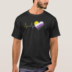 Non Binary Heartbeat Pride Month Nonbinary EKG P T-Shirt