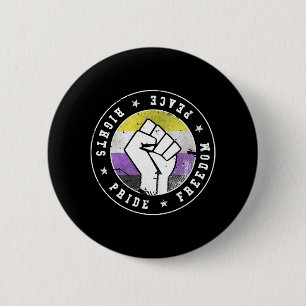 Non Binary LGBT Flag Emblem W grunge 6 Cm Round Badge