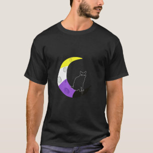 Non Binary Non Binary Moon Cat Lgbt Agender T-Shirt