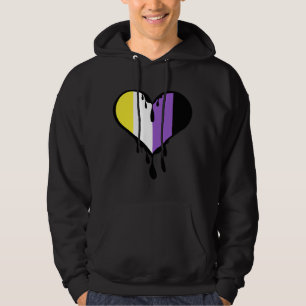 Non-Binary Pride Dripping Heart Hoodie