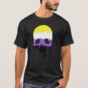 Non-Binary Pride Dripping Skull T-Shirt