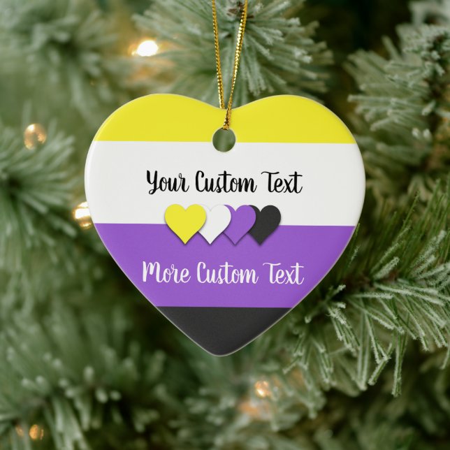 Non-binary pride flag with text ornament (Tree)