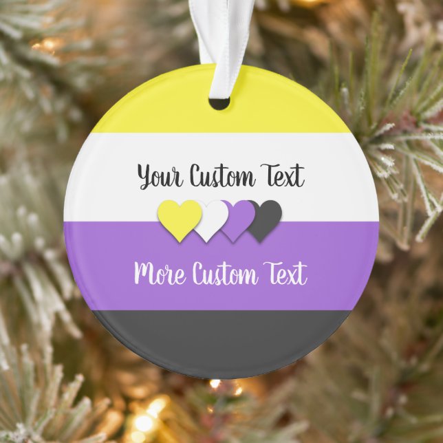 Non-binary pride flag with text ornament (Tree)