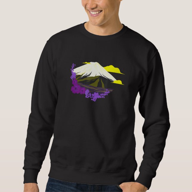 Non binary Pride Japanese Wave LGBTQ NB Art LGBT N Sweatshirt (Front)