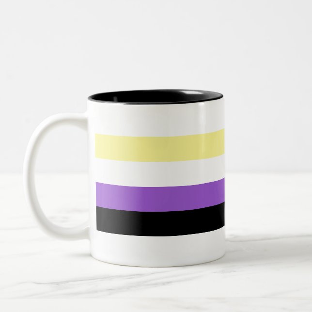 Non Binary Pride Two-Tone Coffee Mug (Left)