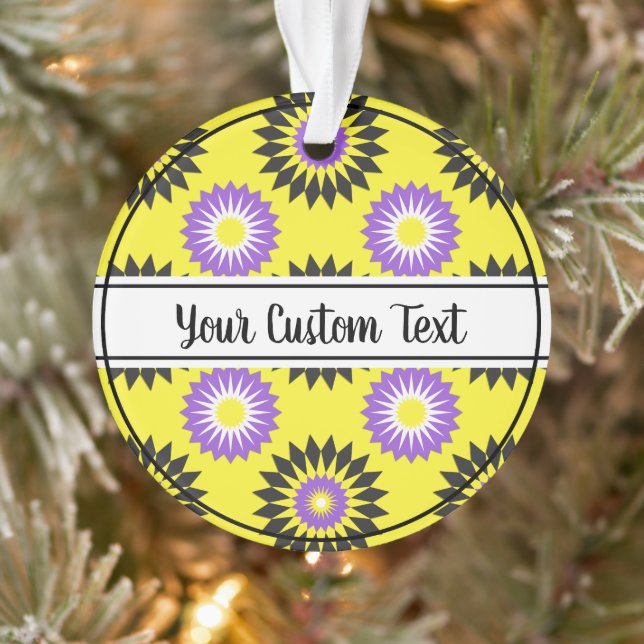 Non-binary pride yellow flower pattern ornament (Tree)