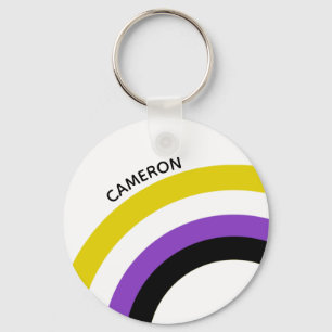 Non-Binary Rainbow Non Binary Flag Monogram Key Ring
