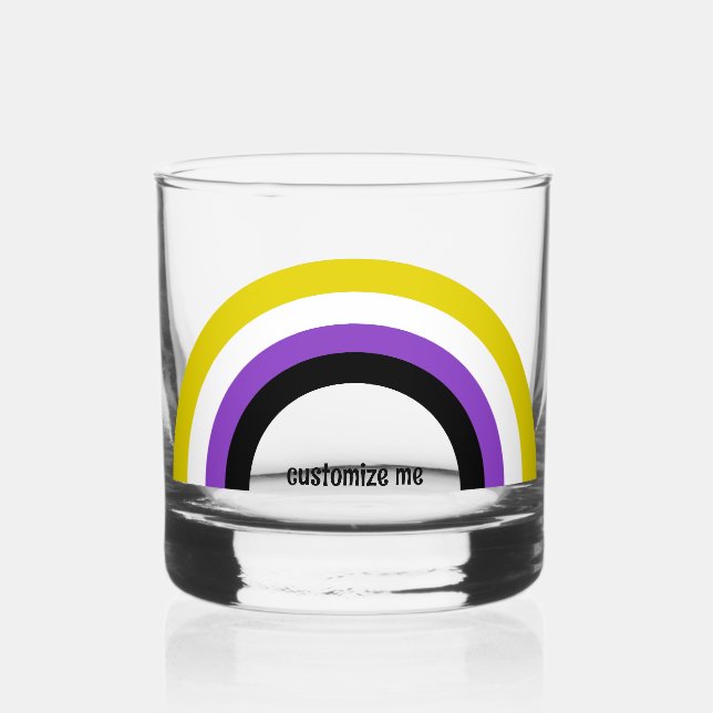 Non-Binary Rainbow Non Binary Pride Flag Whiskey Glass (Front)