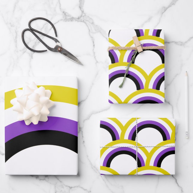 Non-Binary Rainbow Non Binary Pride Flag Wrapping Paper Sheet (Front)