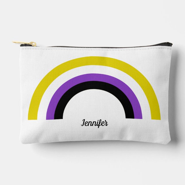 Non-Binary Rainbow Nonbinary Personalised Accessory Pouch (Front)