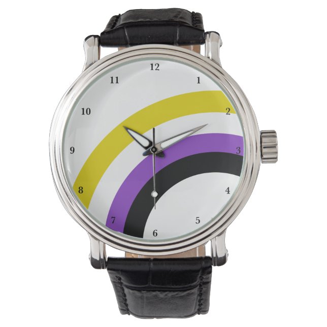 Non Binary Rainbow Pride Personalised Watch (Front)