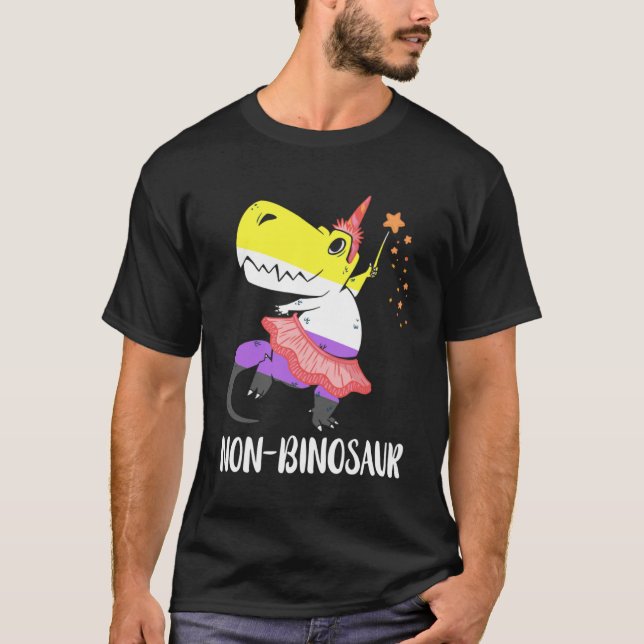 Non Binary Rex Dino Genderqueer Pride LGBT Nonbina T-Shirt (Front)