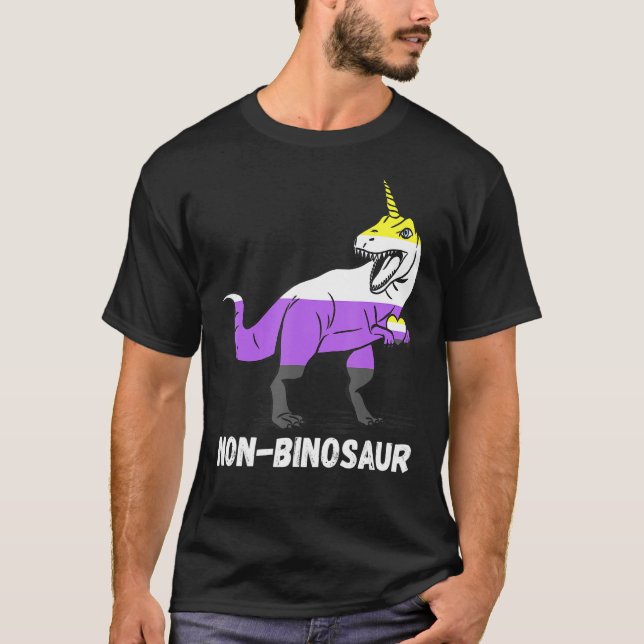 Non Binary Rex Unicorn Lgbtq Nonbinary Flag Gender T-Shirt (Front)
