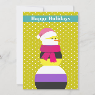 Non-binary snowman snowwoman christmas Card