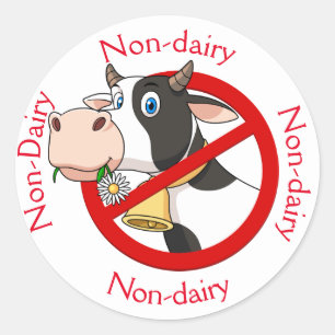 Non-dairy with Cow Round Sticker