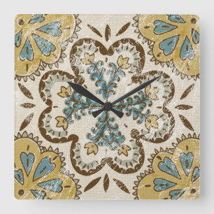 Non-Embellished Batik Square II Square Wall Clock