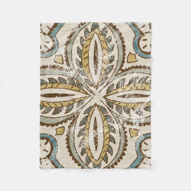 Non-Embellished Batik Square III Fleece Blanket (Front)