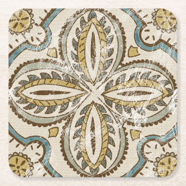 Non-Embellished Batik Square III Paper Coaster (Front)