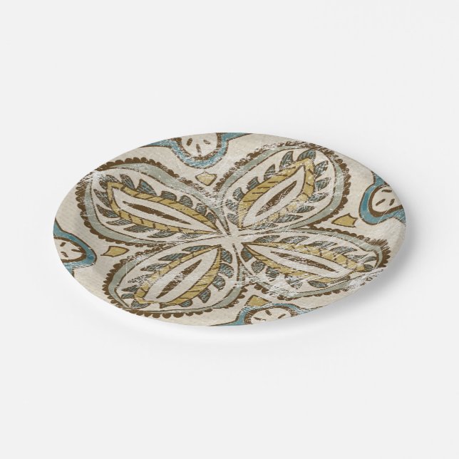 Non-Embellished Batik Square III Paper Plate (Angled)